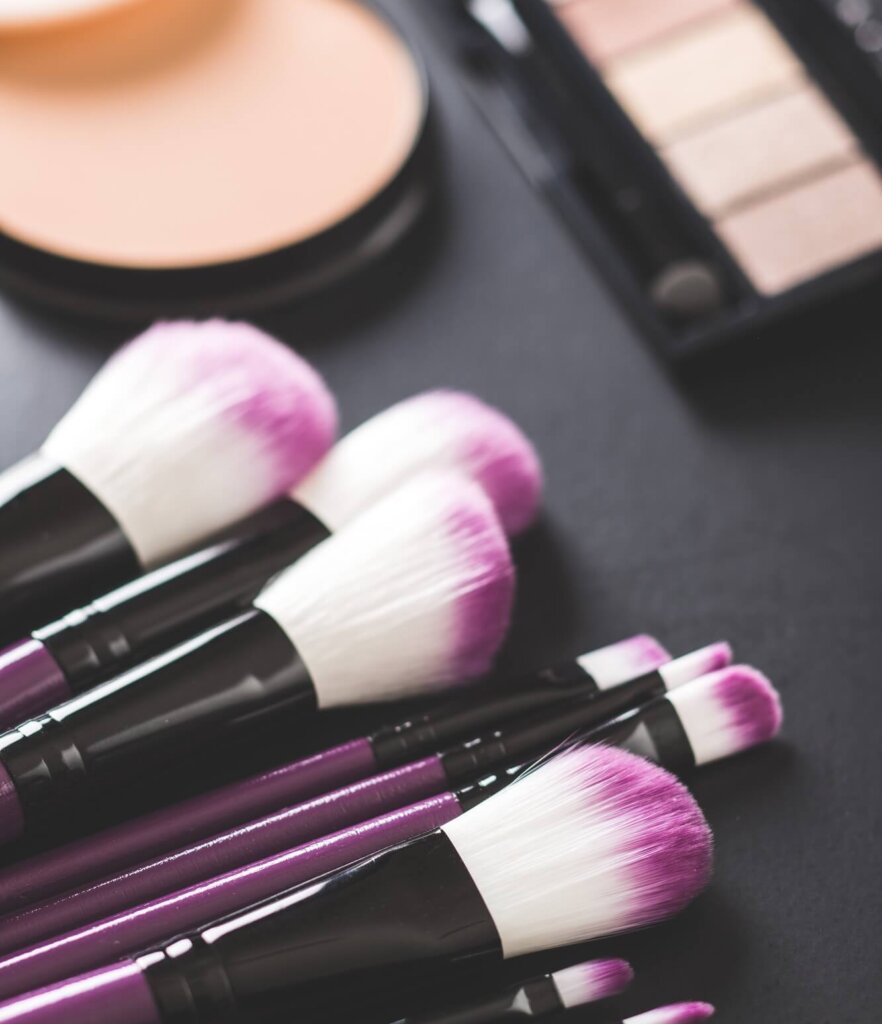 The makeup products. Brush and eyeshadow powder.